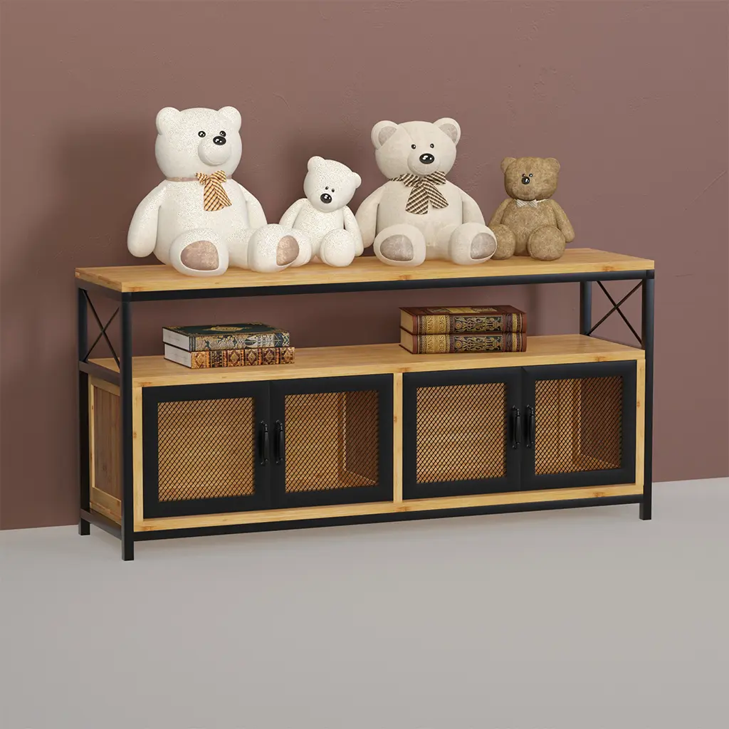 steel bamboo tv table