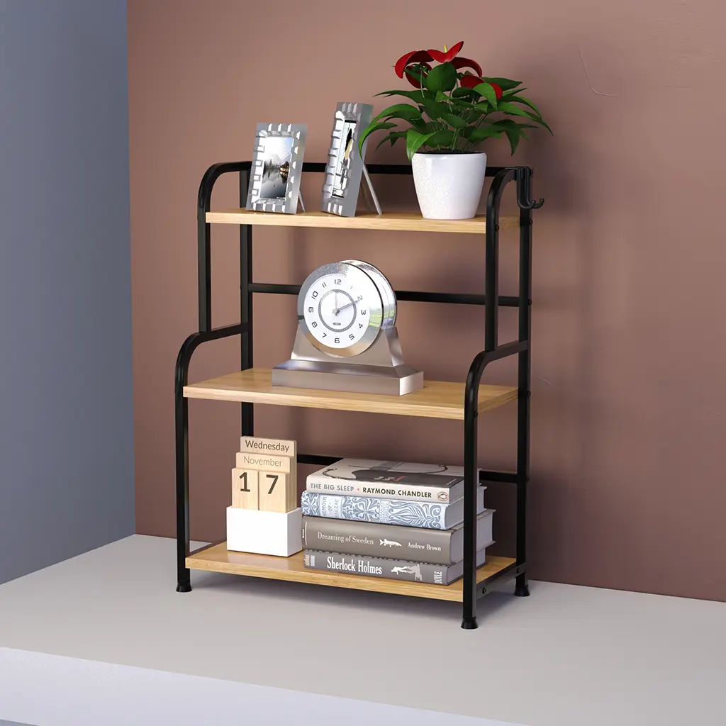 3 tier steel bamboo spice racks