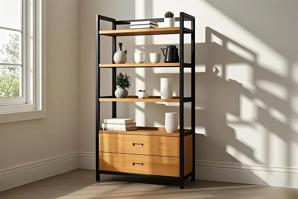 steel bamboo shelving