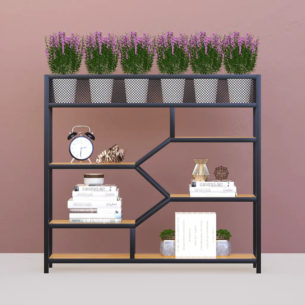 steel bamboo office shelves